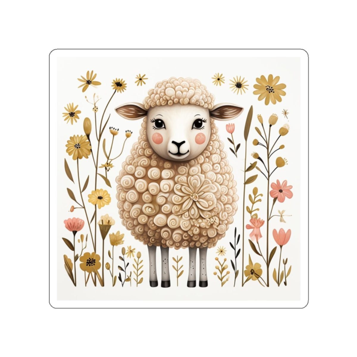 Folk Art Sheep Stickers