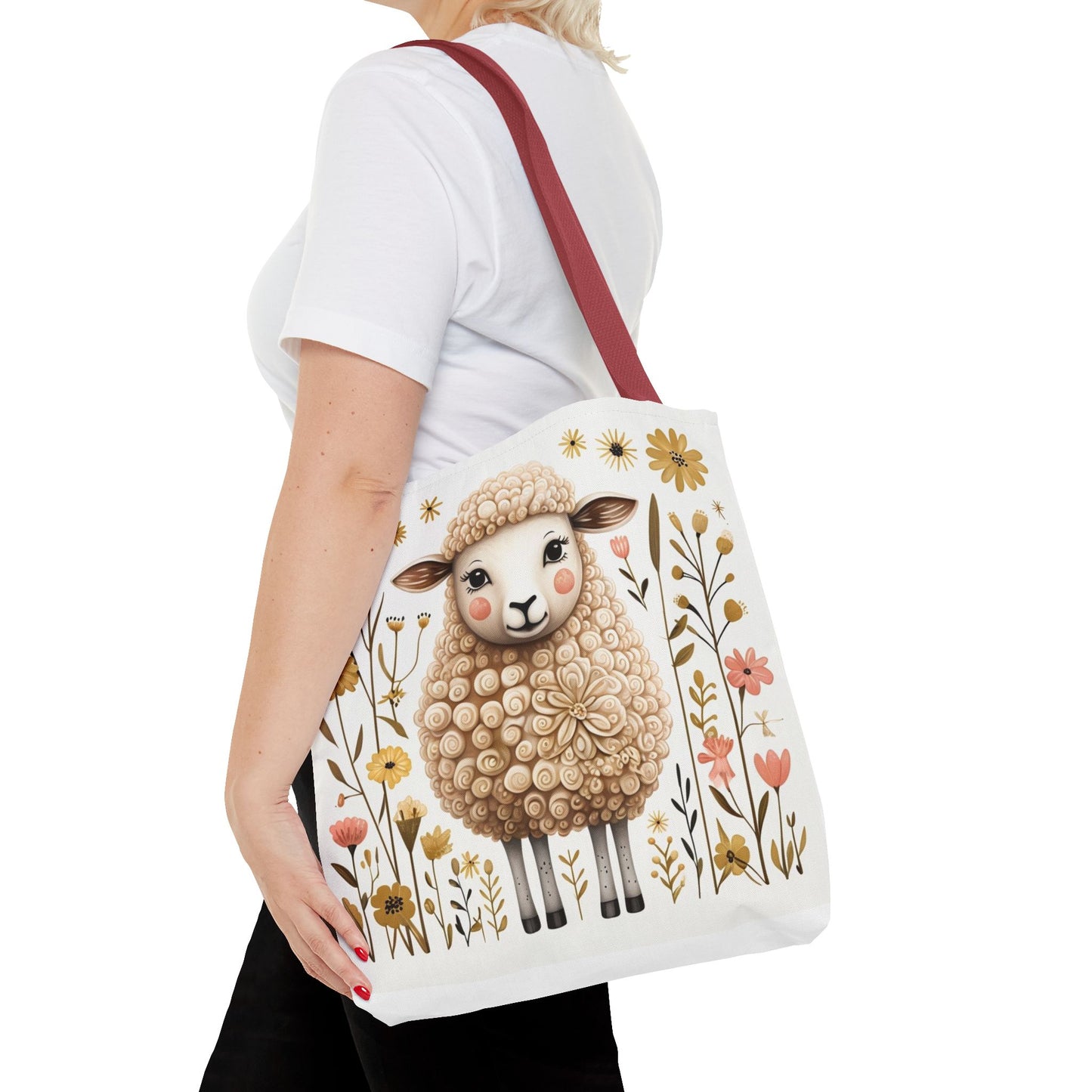 Folk Art Sheep Tote Bag for Animal Lovers | Fun & Stylish Shopping Bag