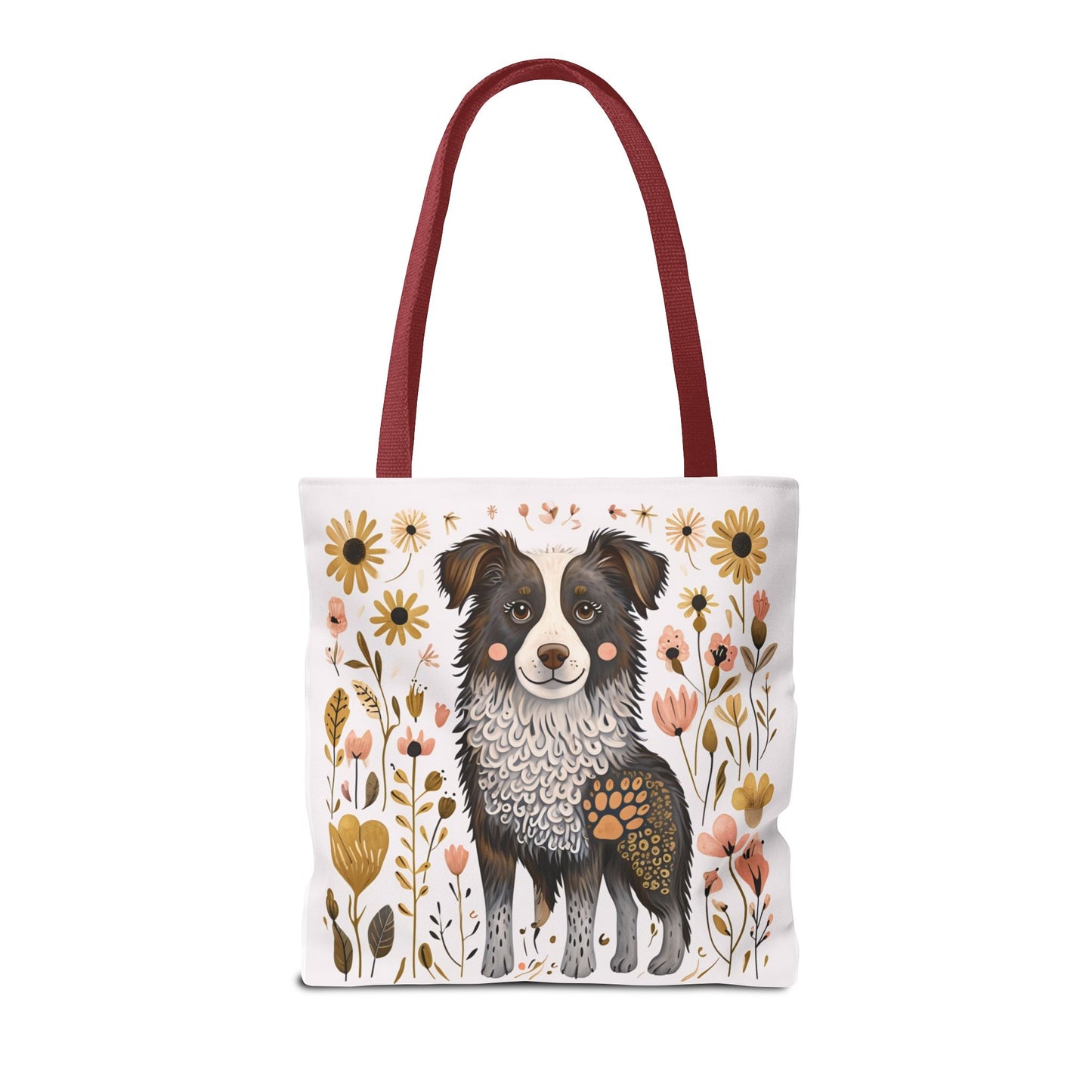 Folk Art Border Collie Tote Bag for Animal Lovers | Fun & Stylish Shopping Bag