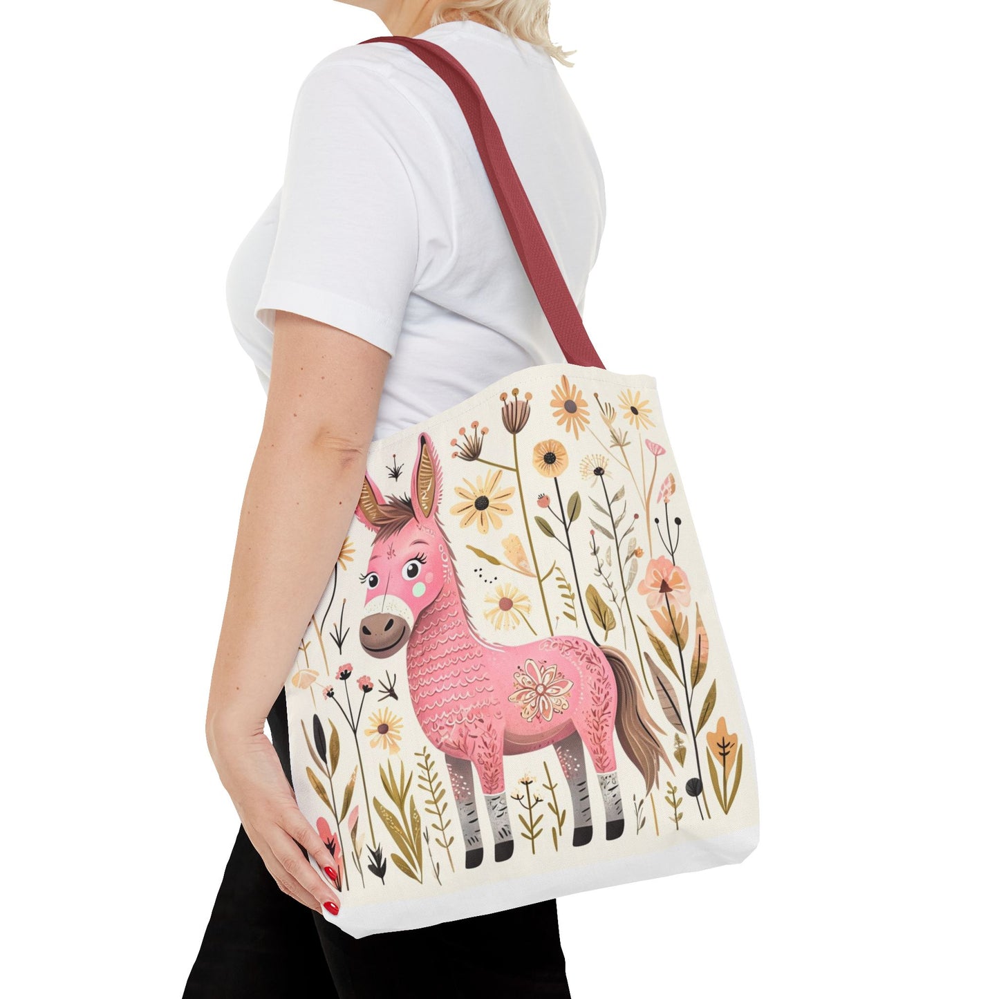 Folk Art Donkey Tote Bag for Animal Lovers | Fun & Stylish Shopping Bag