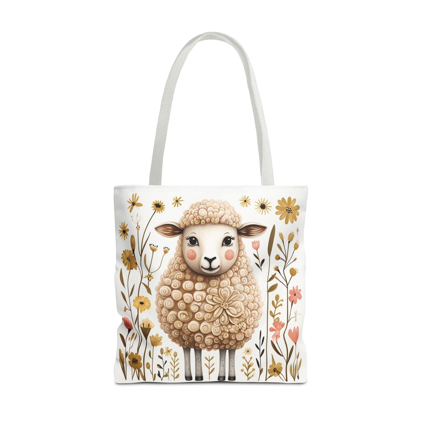 Folk Art Sheep Tote Bag for Animal Lovers | Fun & Stylish Shopping Bag