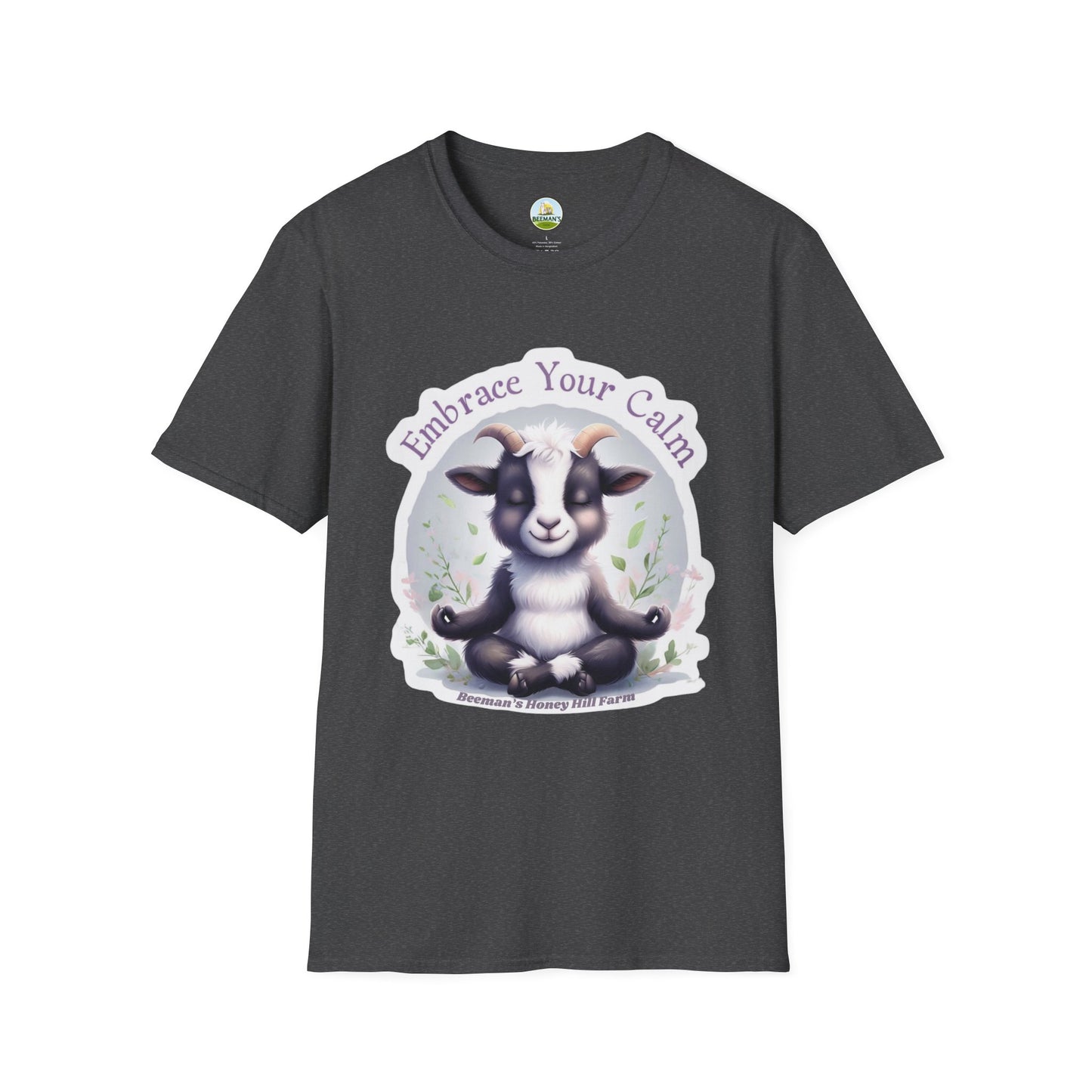 Goat T-Shirt - Beeman's Honey Hill Farm Embrace Your Calm Design