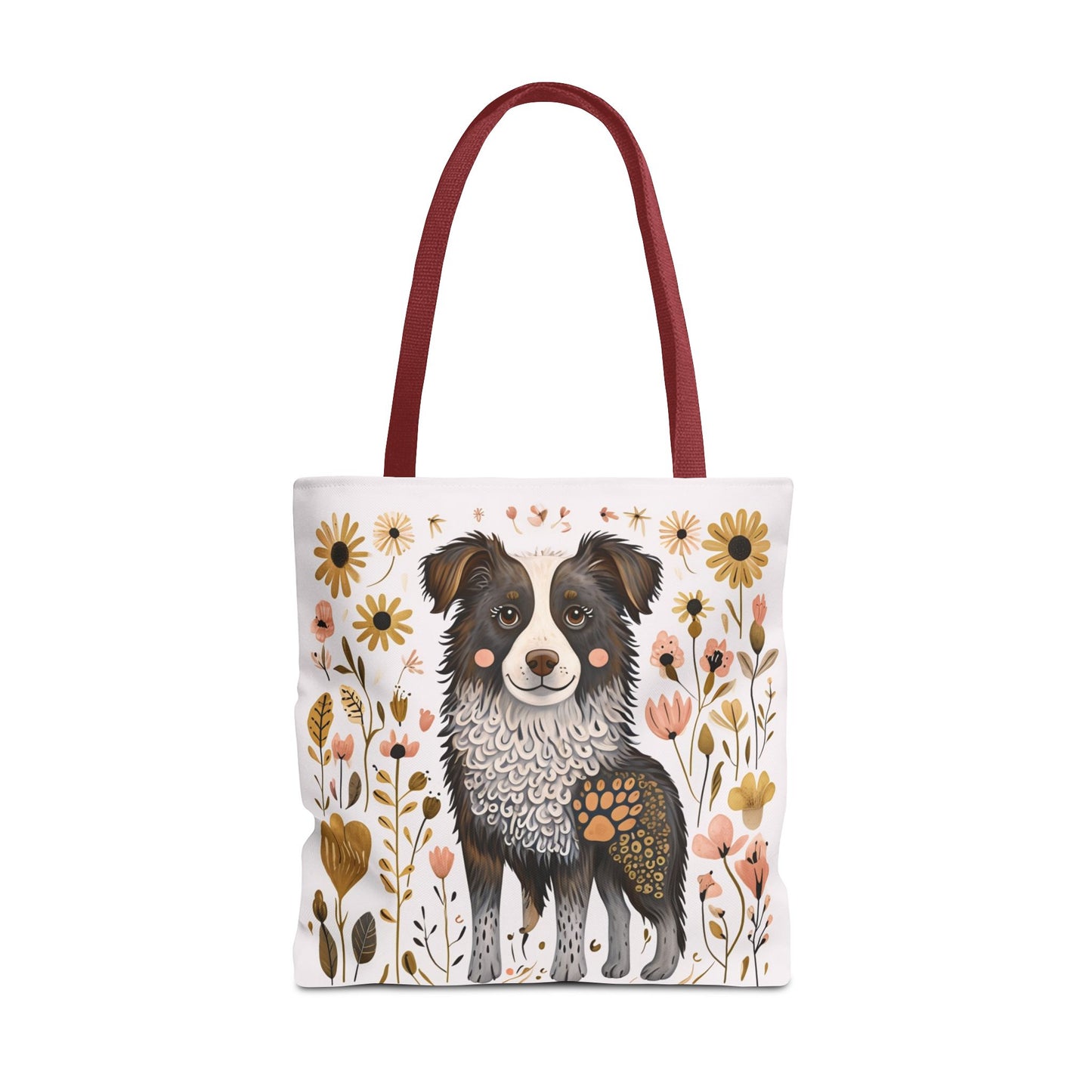 Folk Art Border Collie Tote Bag for Animal Lovers | Fun & Stylish Shopping Bag