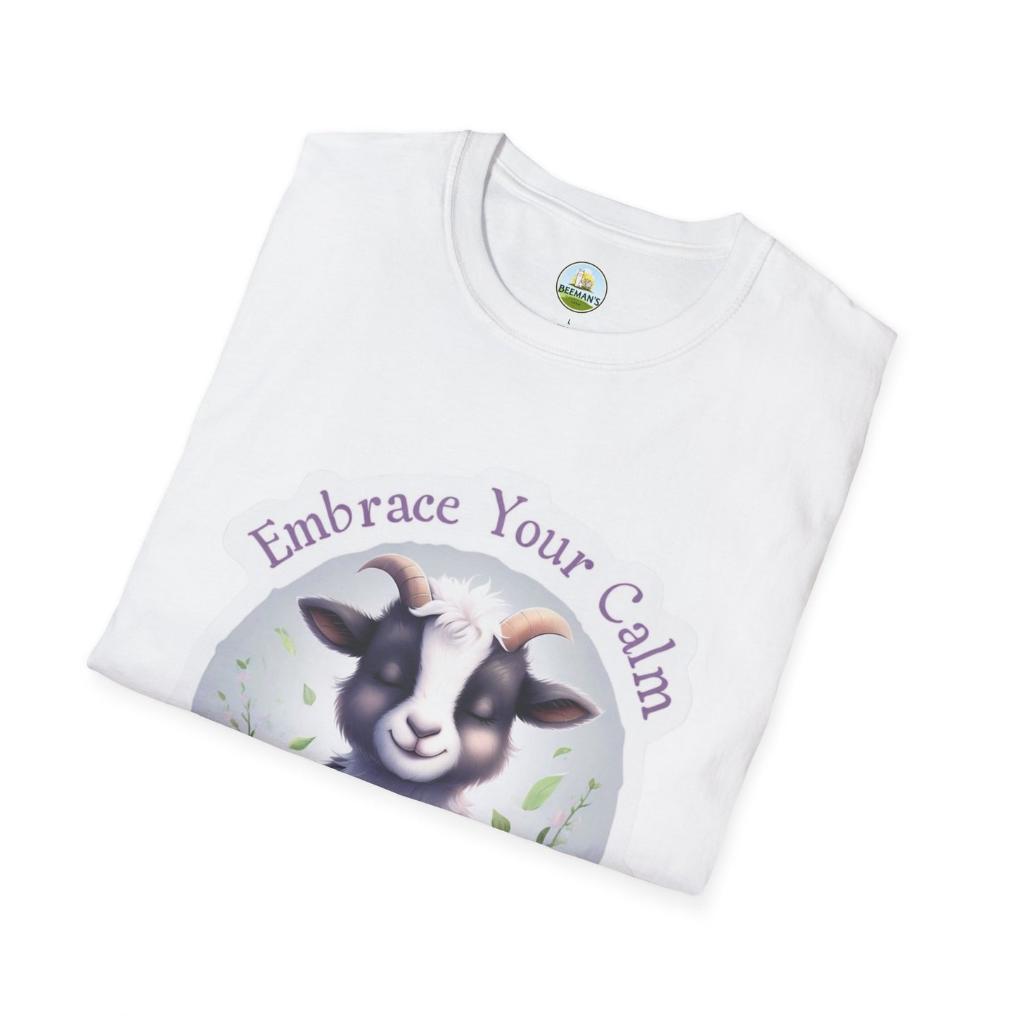 Goat T-Shirt - Beeman's Honey Hill Farm Embrace Your Calm Design