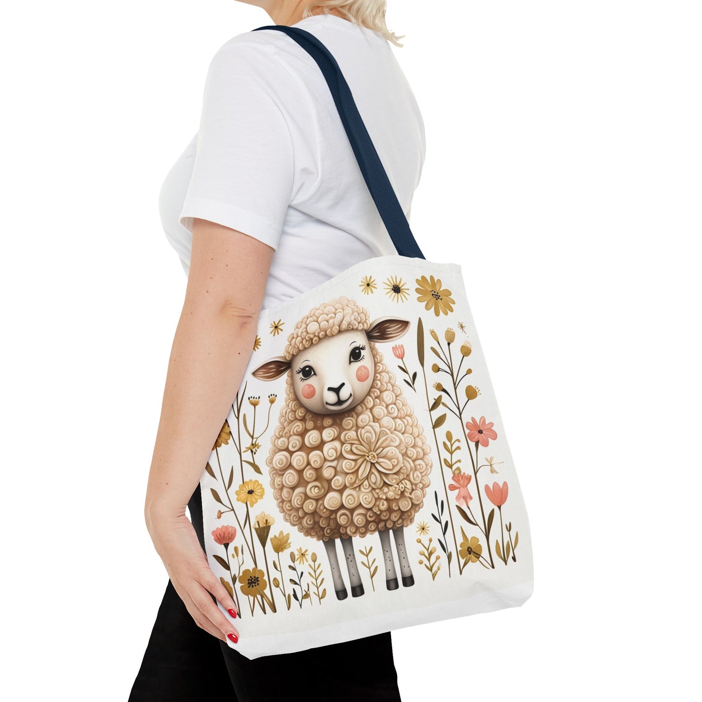 Folk Art Sheep Tote Bag for Animal Lovers | Fun & Stylish Shopping Bag