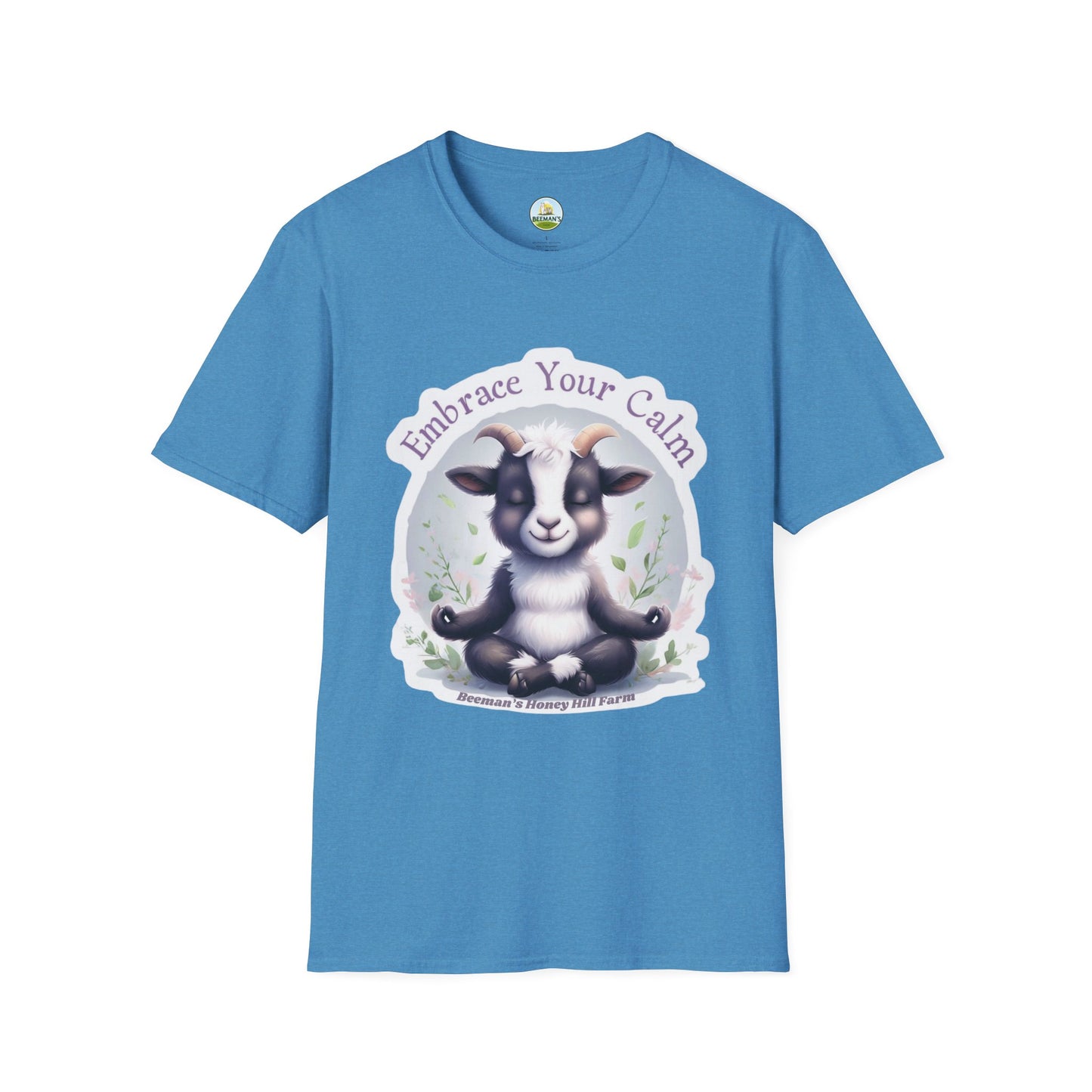 Goat T-Shirt - Beeman's Honey Hill Farm Embrace Your Calm Design