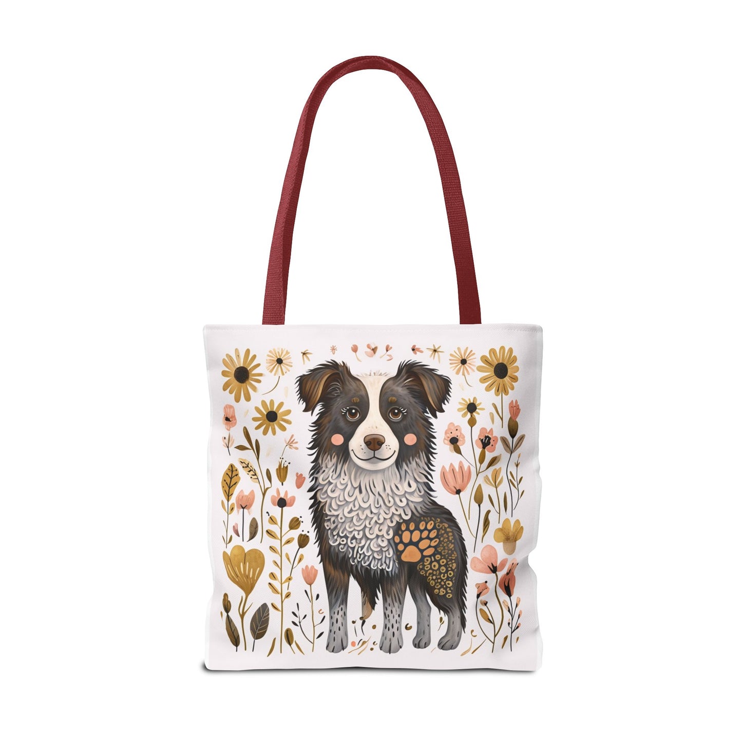 Folk Art Border Collie Tote Bag for Animal Lovers | Fun & Stylish Shopping Bag