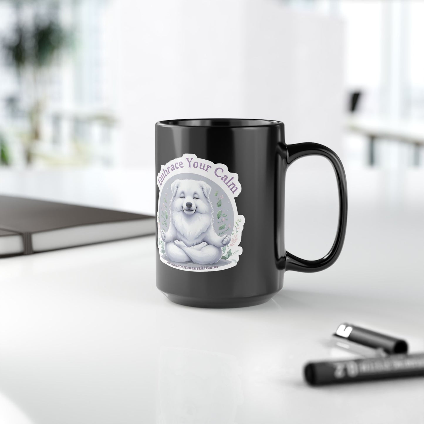 Embrace Your Calm Great Pyrenees Mug - 15oz Black Coffee Cup for Relaxation