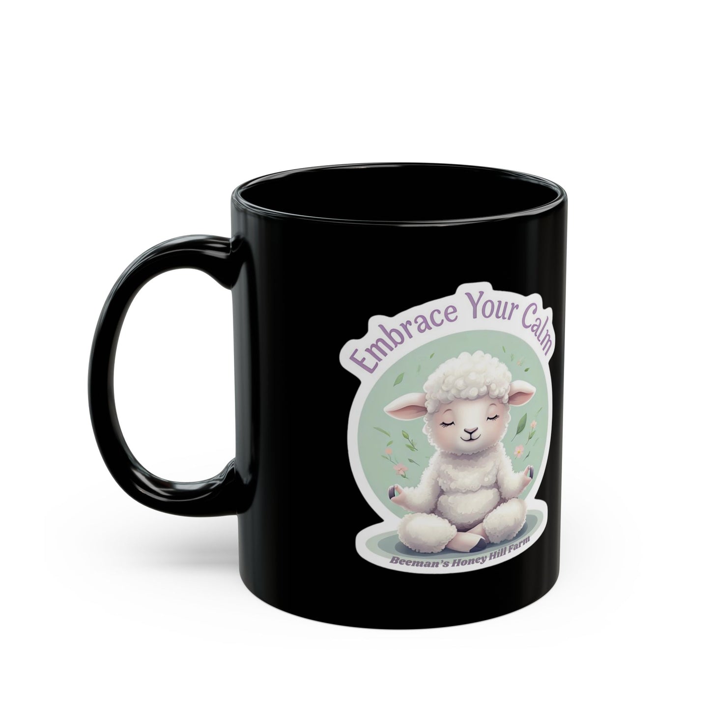Embrace Your Calm Sheep Mug - 15oz Black Coffee Cup for Relaxation