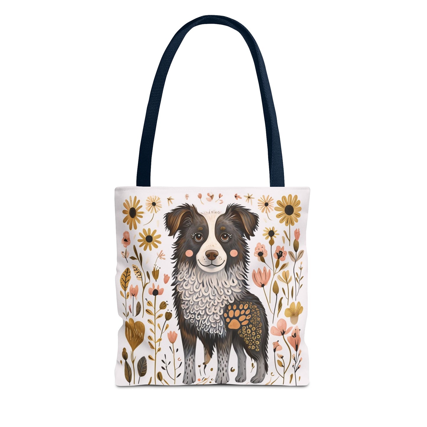 Folk Art Border Collie Tote Bag for Animal Lovers | Fun & Stylish Shopping Bag