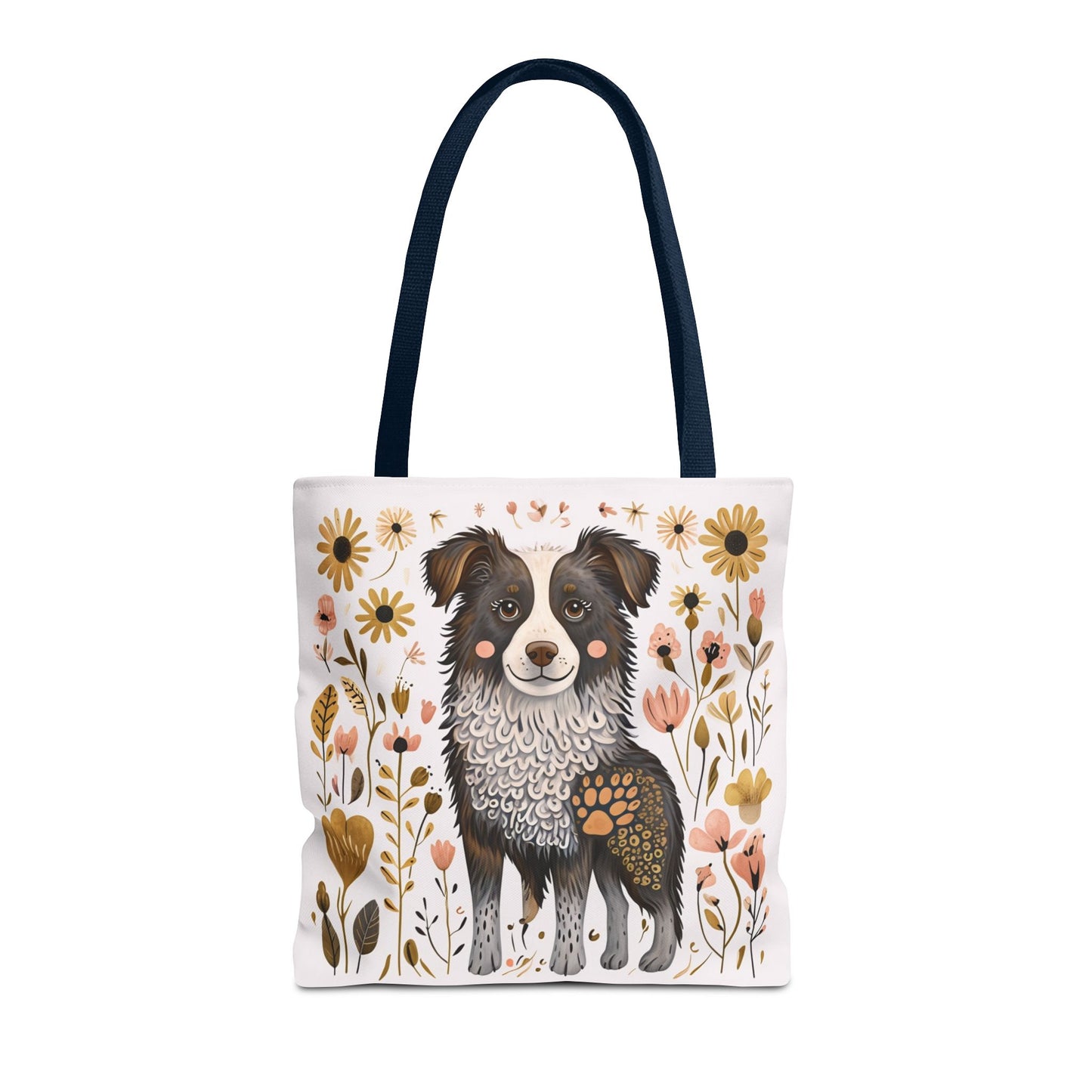 Folk Art Border Collie Tote Bag for Animal Lovers | Fun & Stylish Shopping Bag