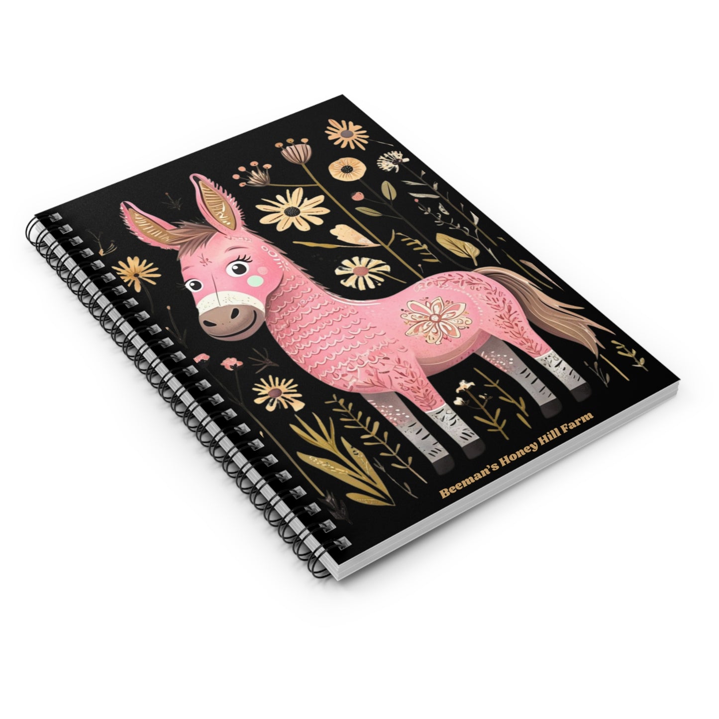 Folk Art Mini Donkey -Themed Spiral Notebook - Perfect for Students and Animal Lovers!