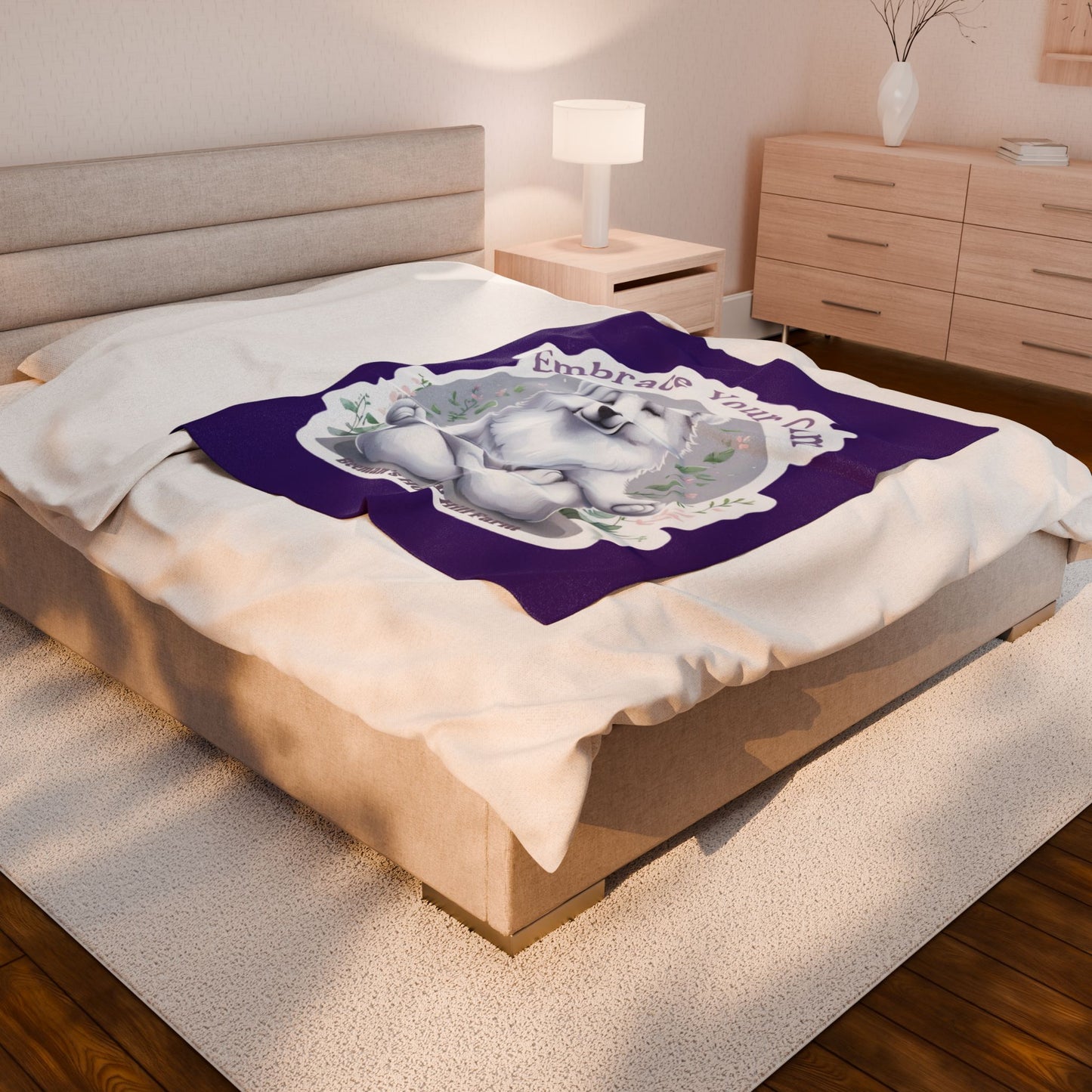 Embrace Your Calm Great Pyrenees - Cozy Farmhouse Plush Blanket - Perfect for Home Decor & Gifting