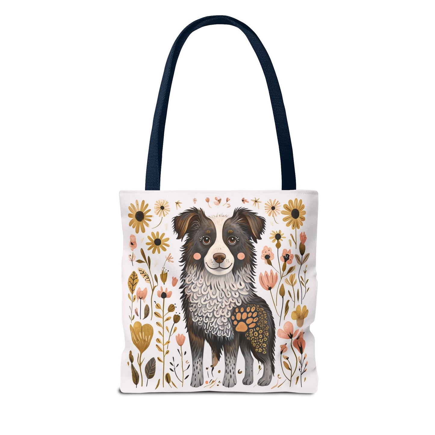 Folk Art Border Collie Tote Bag for Animal Lovers | Fun & Stylish Shopping Bag