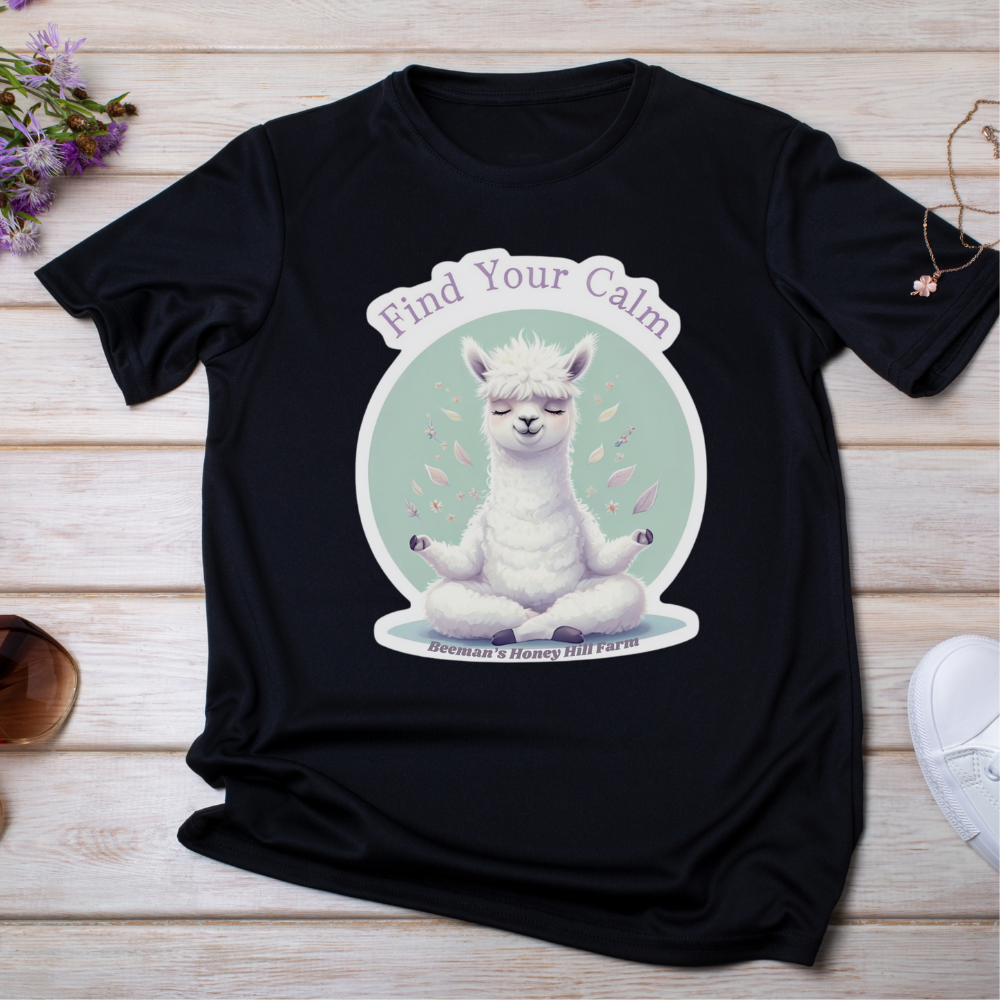 Alpaca Find Your Calm T-Shirt - Beeman's Honey Hill Farm