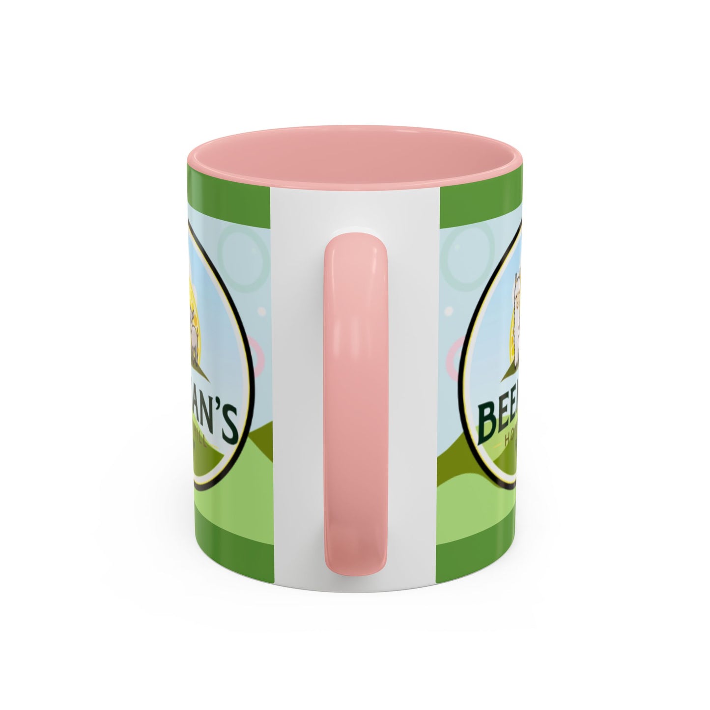 Coffee Mug - Beeman's Honey Hill Farm Logo featuring Chili Pie the Alpaca, Mini Donkey, and Sheep