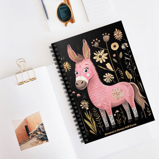 Folk Art Mini Donkey -Themed Spiral Notebook - Perfect for Students and Animal Lovers!