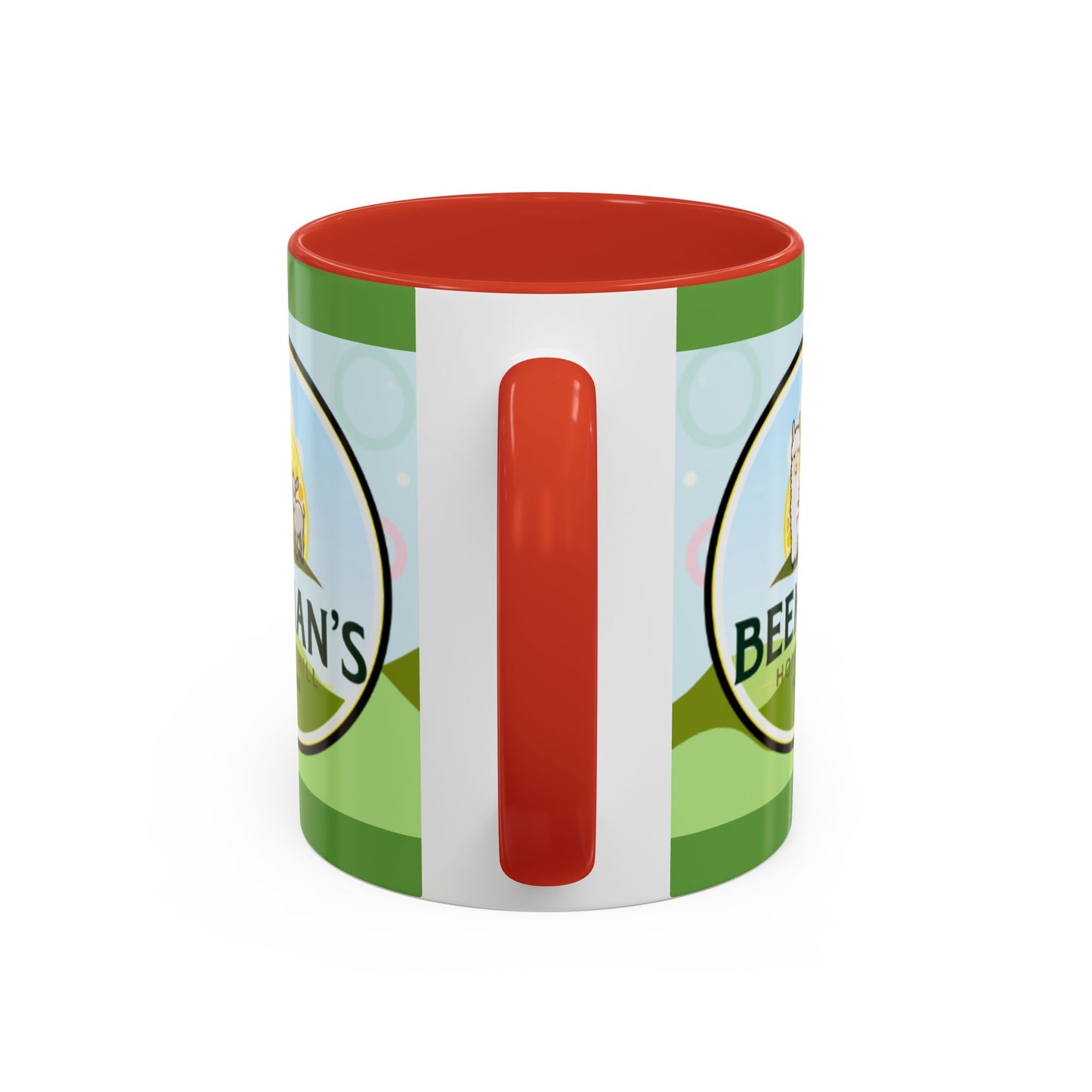 Coffee Mug - Beeman's Honey Hill Farm Logo featuring Chili Pie the Alpaca, Mini Donkey, and Sheep