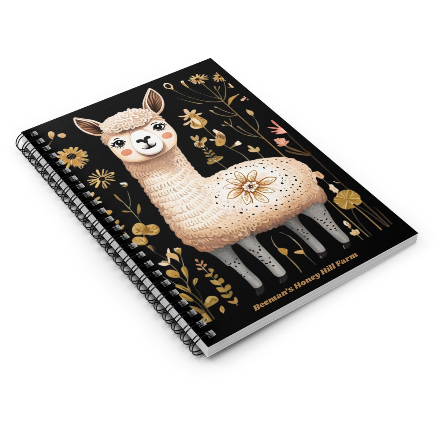 Folk Art Alpaca-Themed Spiral Notebook - Perfect for Students and Animal Lovers!