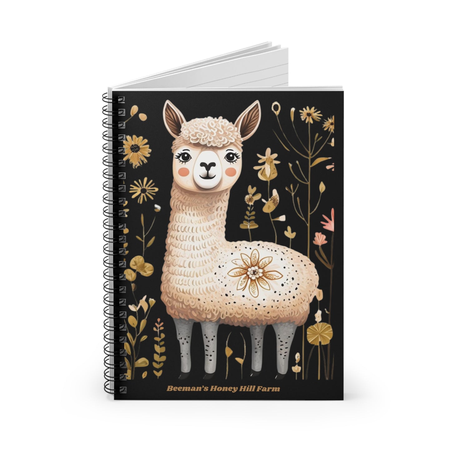Folk Art Alpaca-Themed Spiral Notebook - Perfect for Students and Animal Lovers!