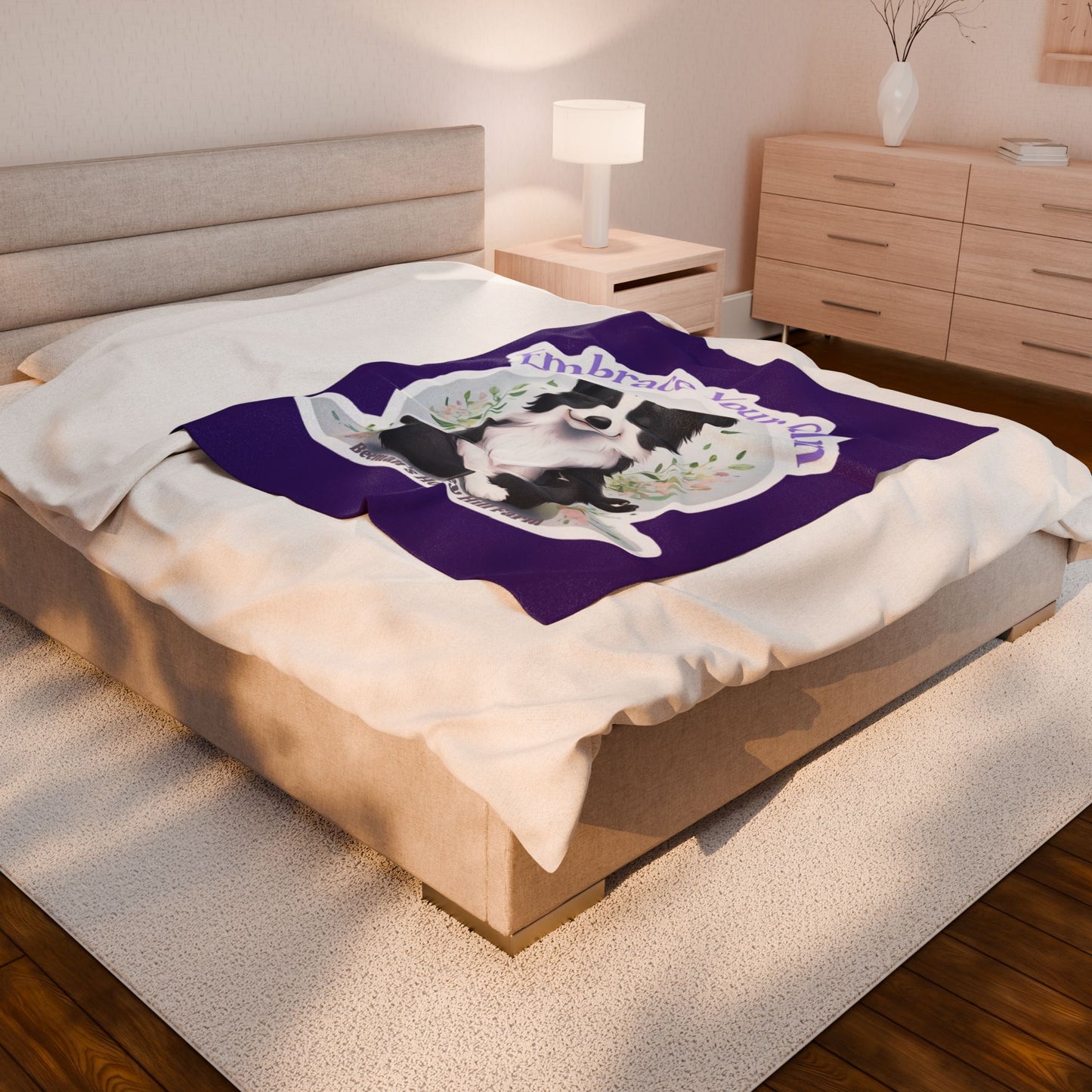 Embrace Your Calm Border Collie - Cozy Farmhouse Plush Blanket - Perfect for Home Decor & Gifting