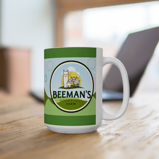 Mug - Beeman's Honey Hill Farm Alpaca Mini Donkey Sheep Logo Coffee Mug