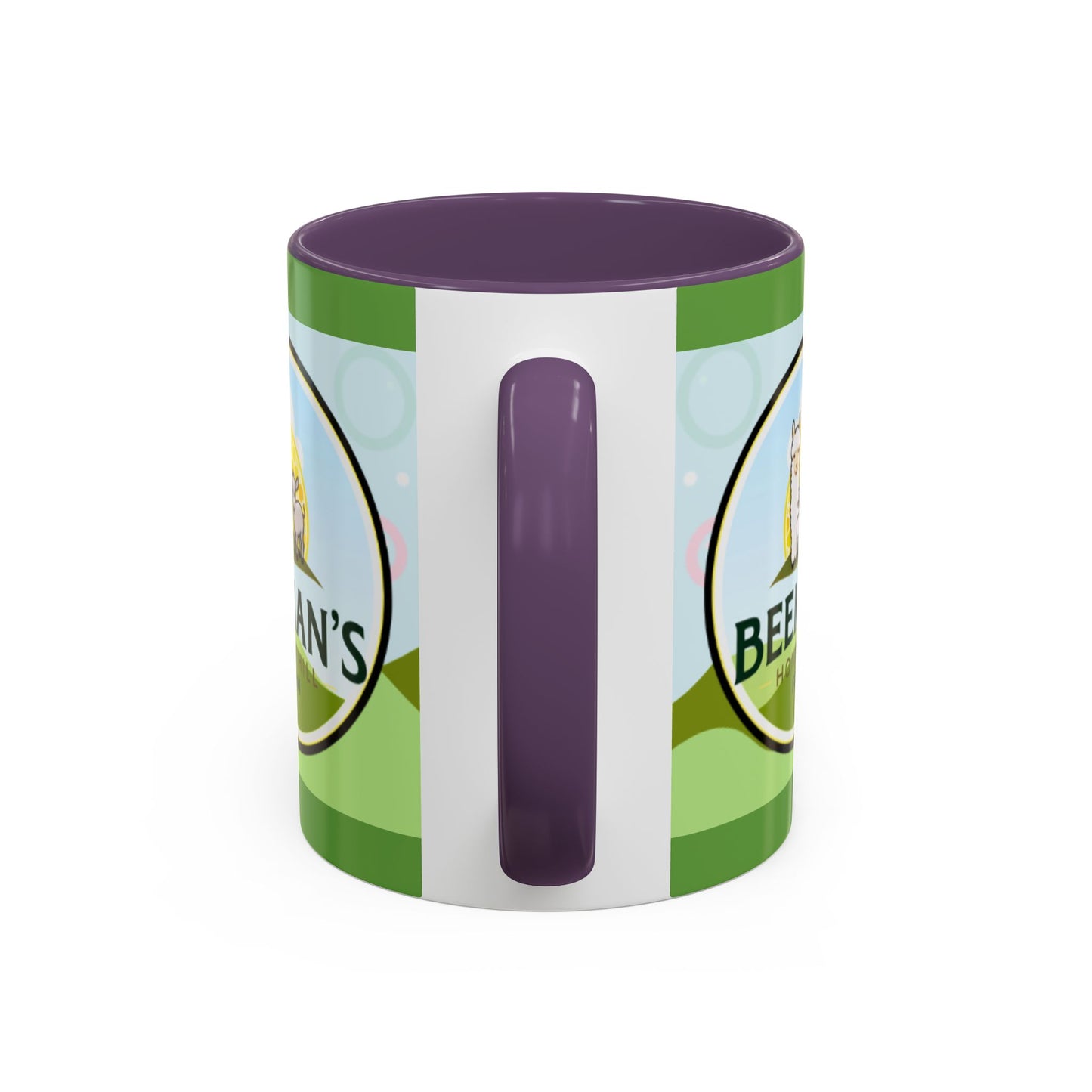 Coffee Mug - Beeman's Honey Hill Farm Logo featuring Chili Pie the Alpaca, Mini Donkey, and Sheep