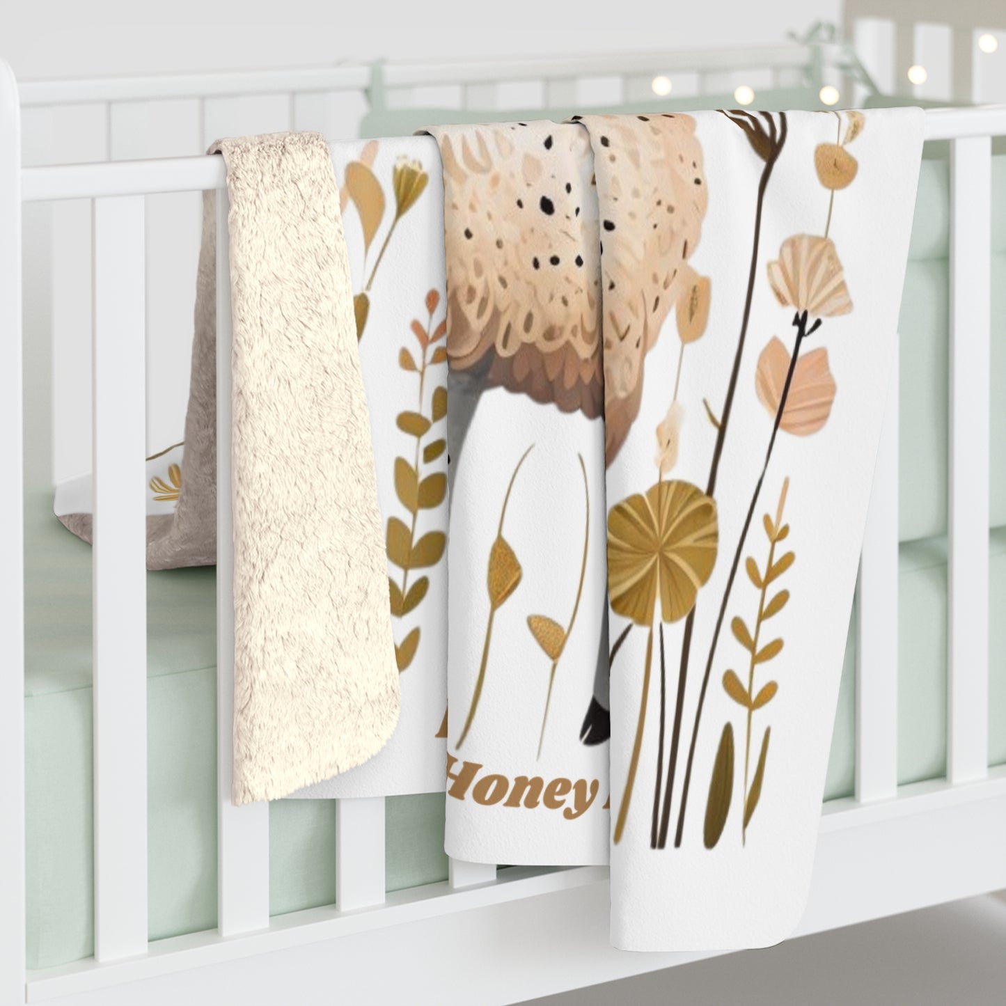 Alpaca Cozy Sherpa Fleece Blanket with Floral Design - Perfect for Home Decor and Gifting