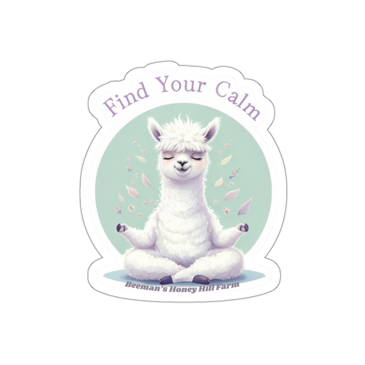 Alpaca Find Your Calm Die-Cut Stickers | Beeman's Honey Hill Farm