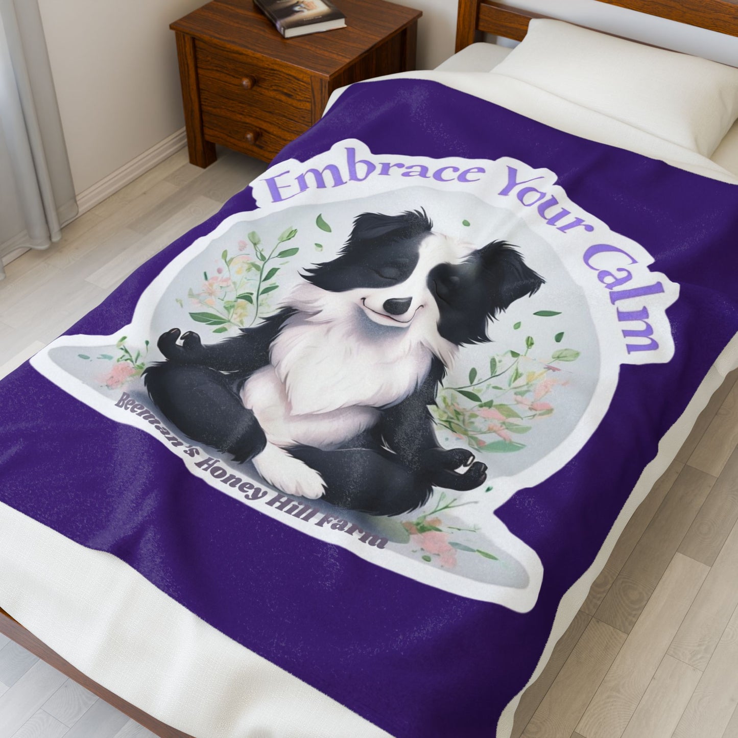 Embrace Your Calm Border Collie - Cozy Farmhouse Plush Blanket - Perfect for Home Decor & Gifting