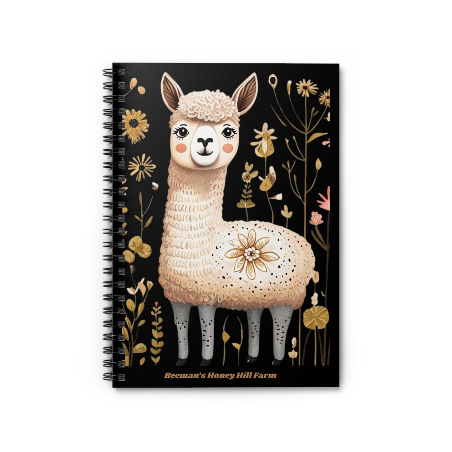 Folk Art Alpaca-Themed Spiral Notebook - Perfect for Students and Animal Lovers!